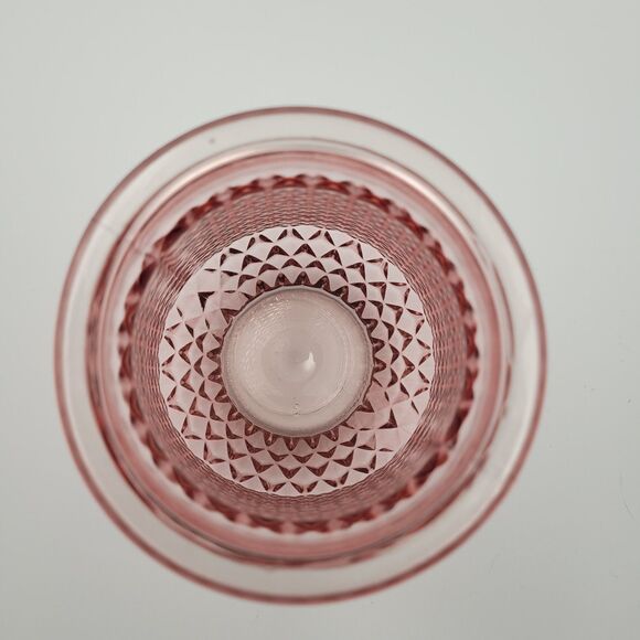 Vintage Pink Glass Diamond Cut Flower Vase 7.75" Country Cottage Traditional - Picture 4 of 9